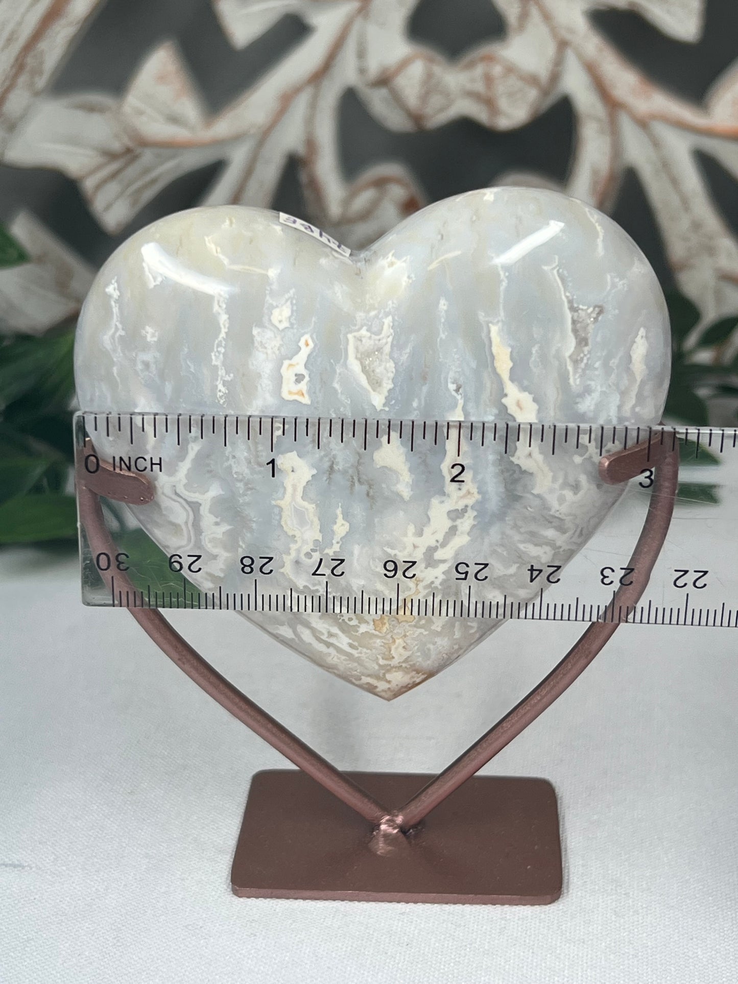 Winter Plume Agate Heart