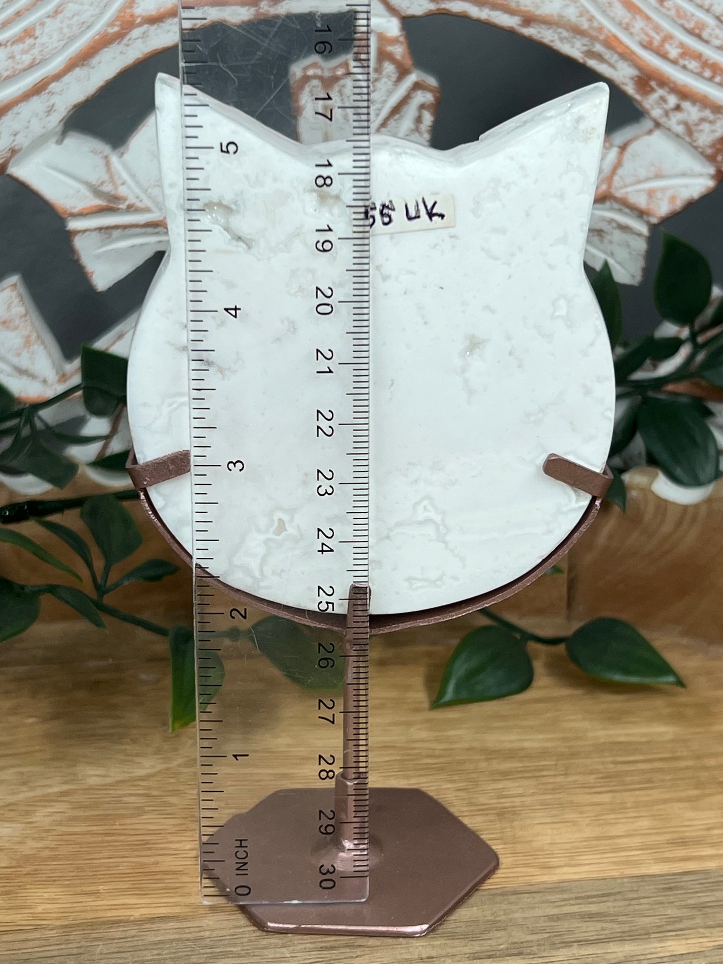 White Plume Agate Cat Head