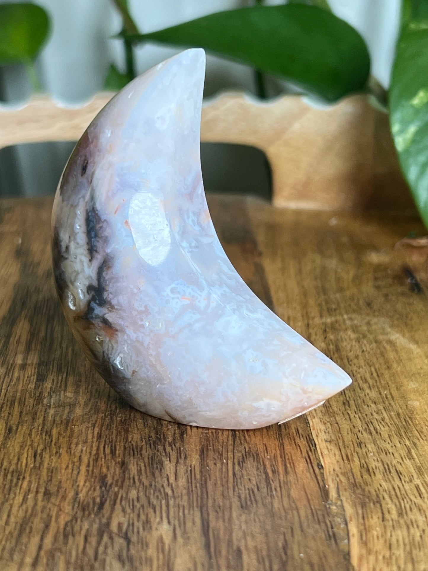 Rainbow Plume Agate Moon E