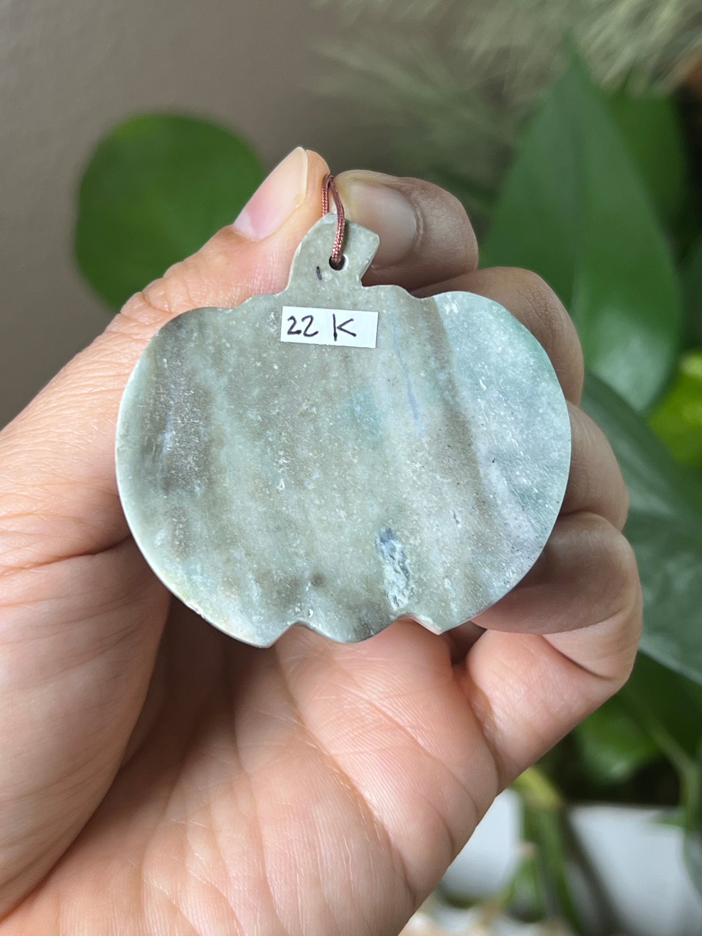 Blue Green Jasper Pumpkin Ornament
