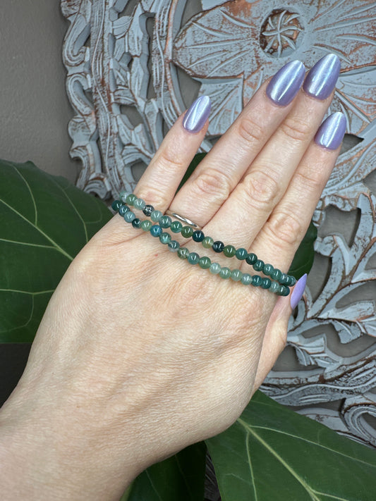 Moss Agate Beaded Bracelet (4mm)