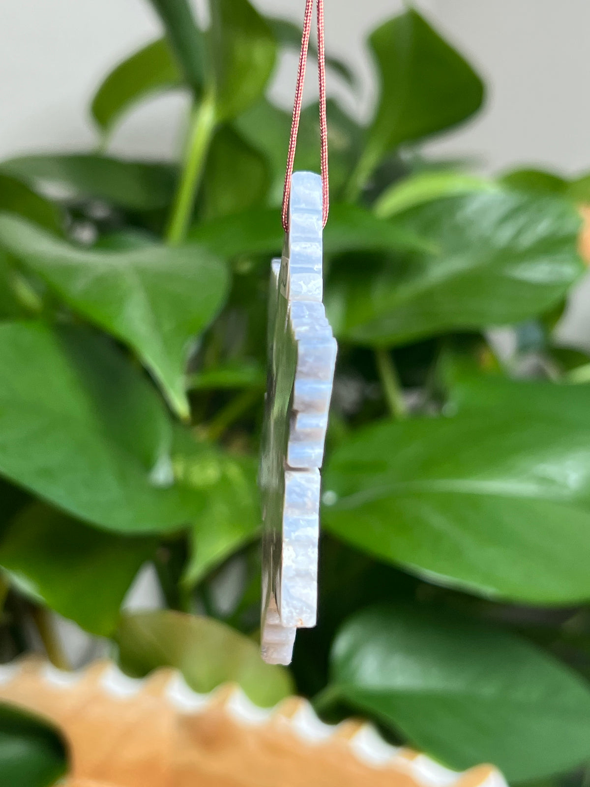 Blue Plume Agate Ornament Snowflake: D