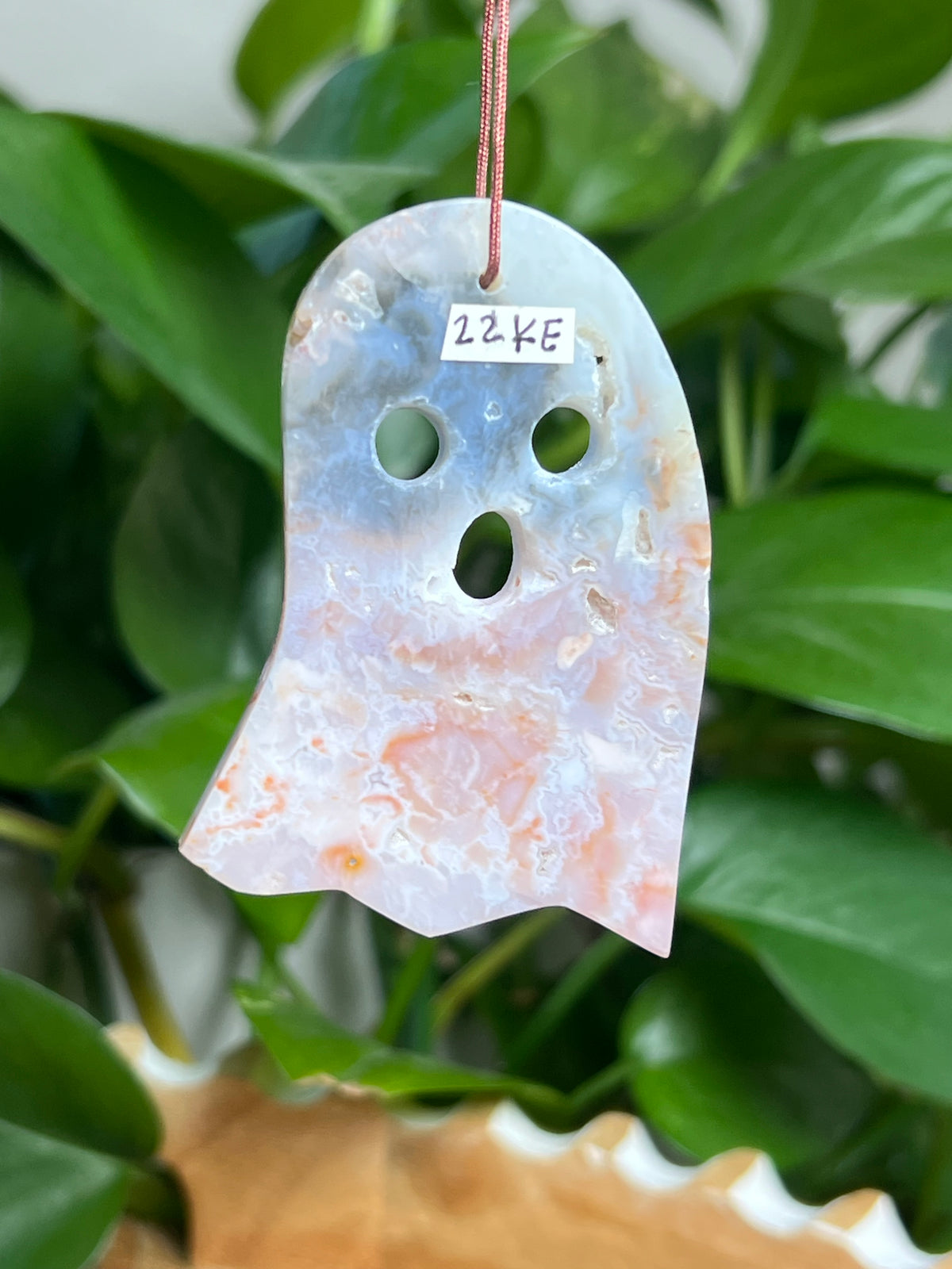 Rainbow Plume Agate Ornament Ghost: KE