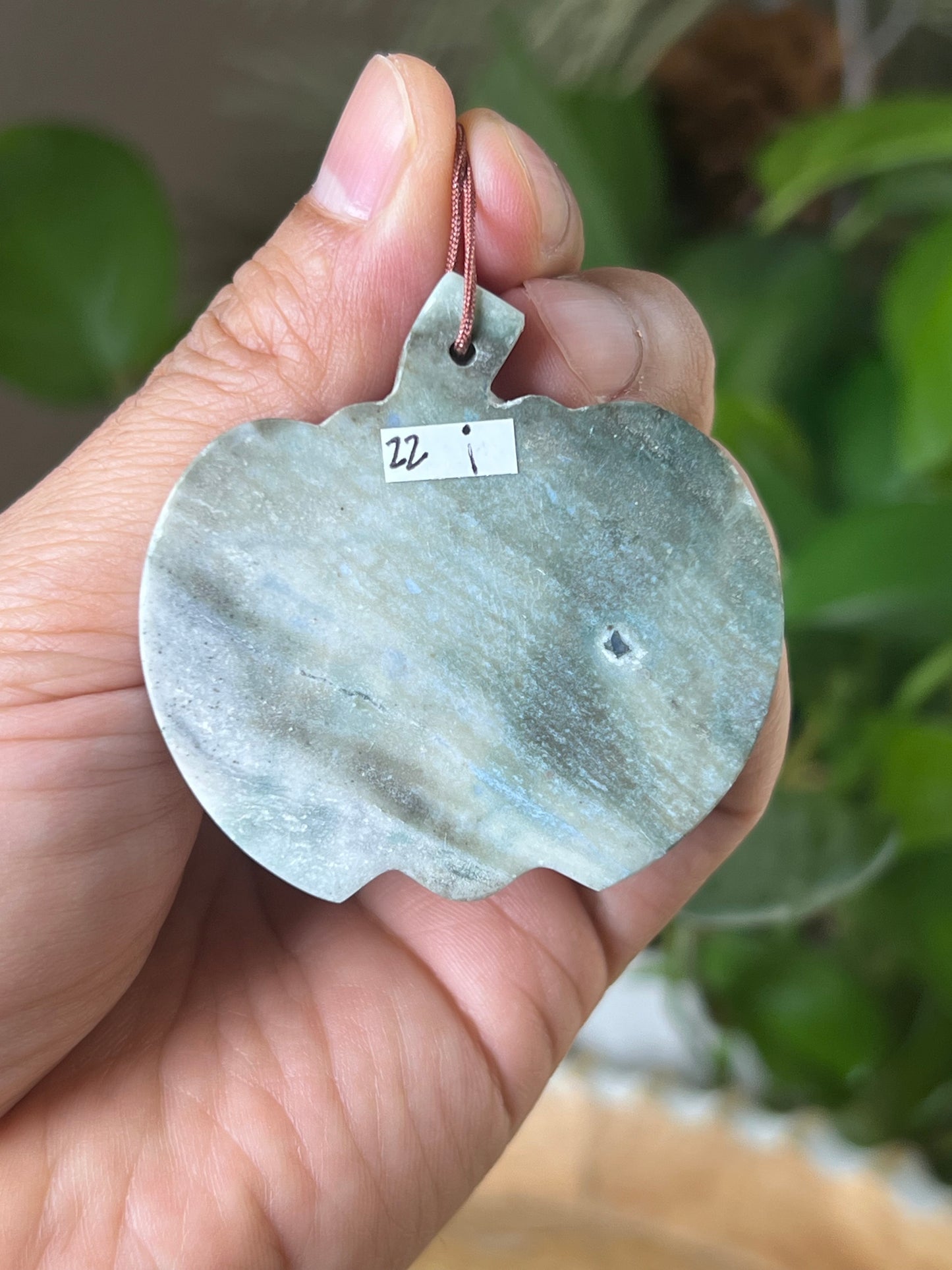 Blue Green Jasper Pumpkin Ornament