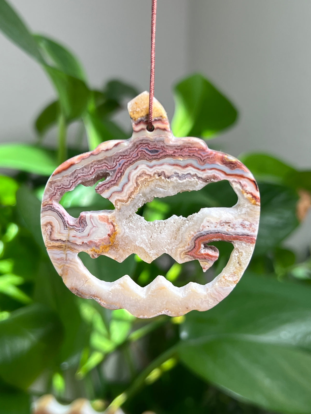 Crazy Lace Agate Ornament Pumpkin:  PH