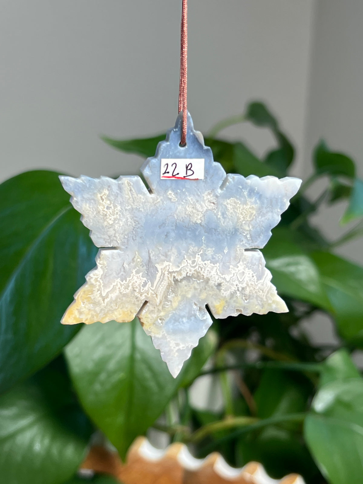 Blue Plume Agate Snowflake Ornaments