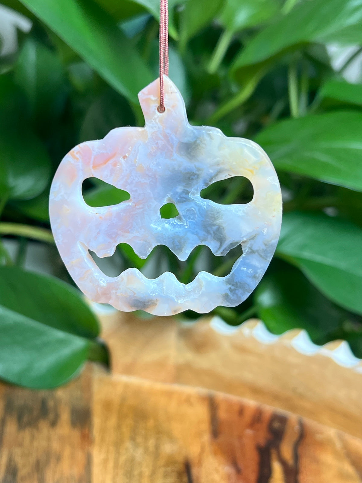 Rainbow Plume Agate Ornament Pumpkin: AE