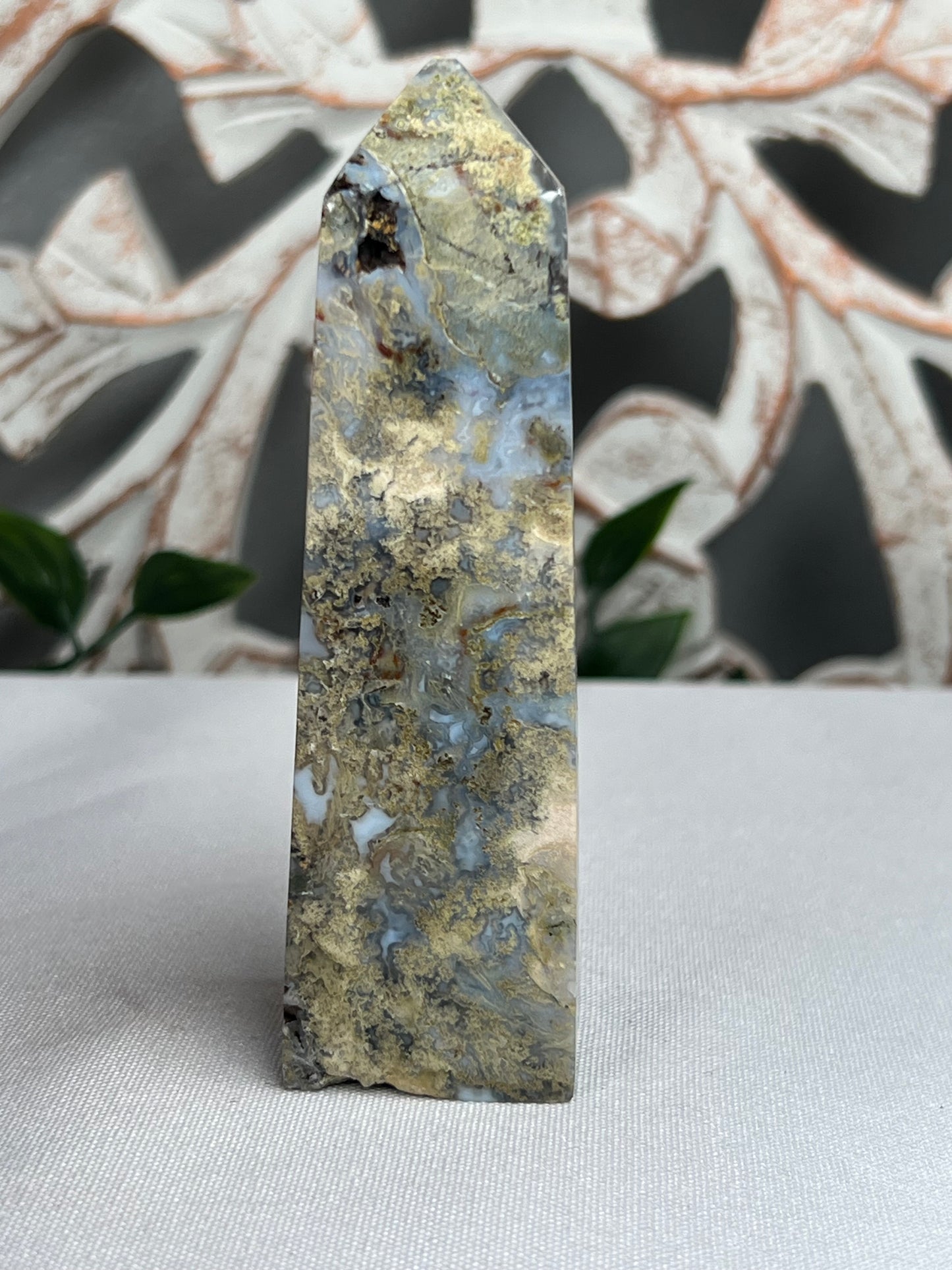 Green Moss Agate Tower