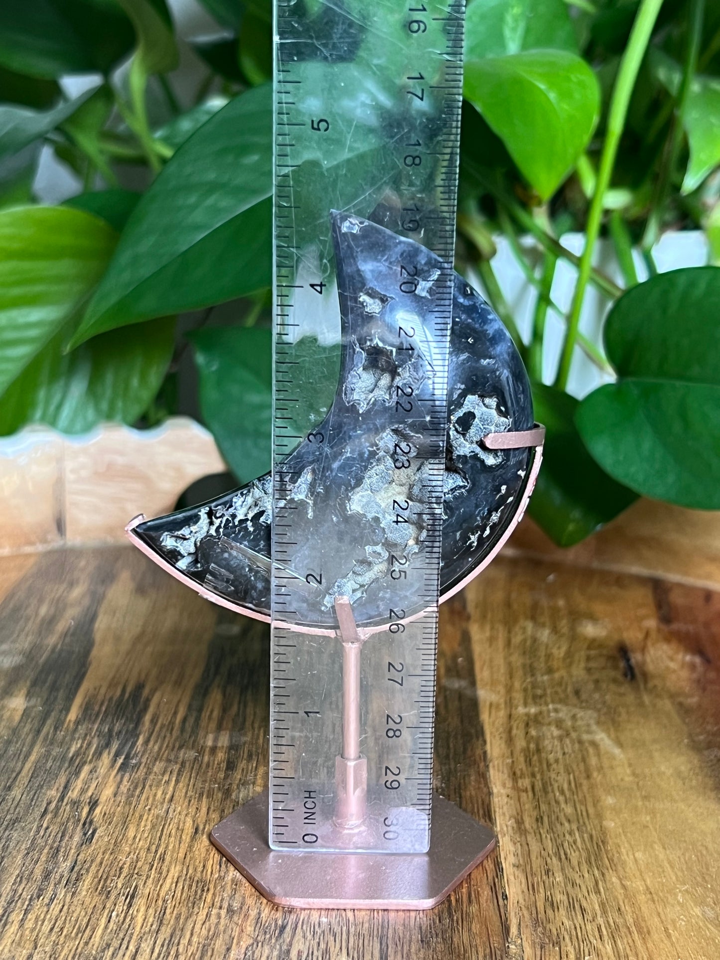 Blue Plume Agate Moon VK