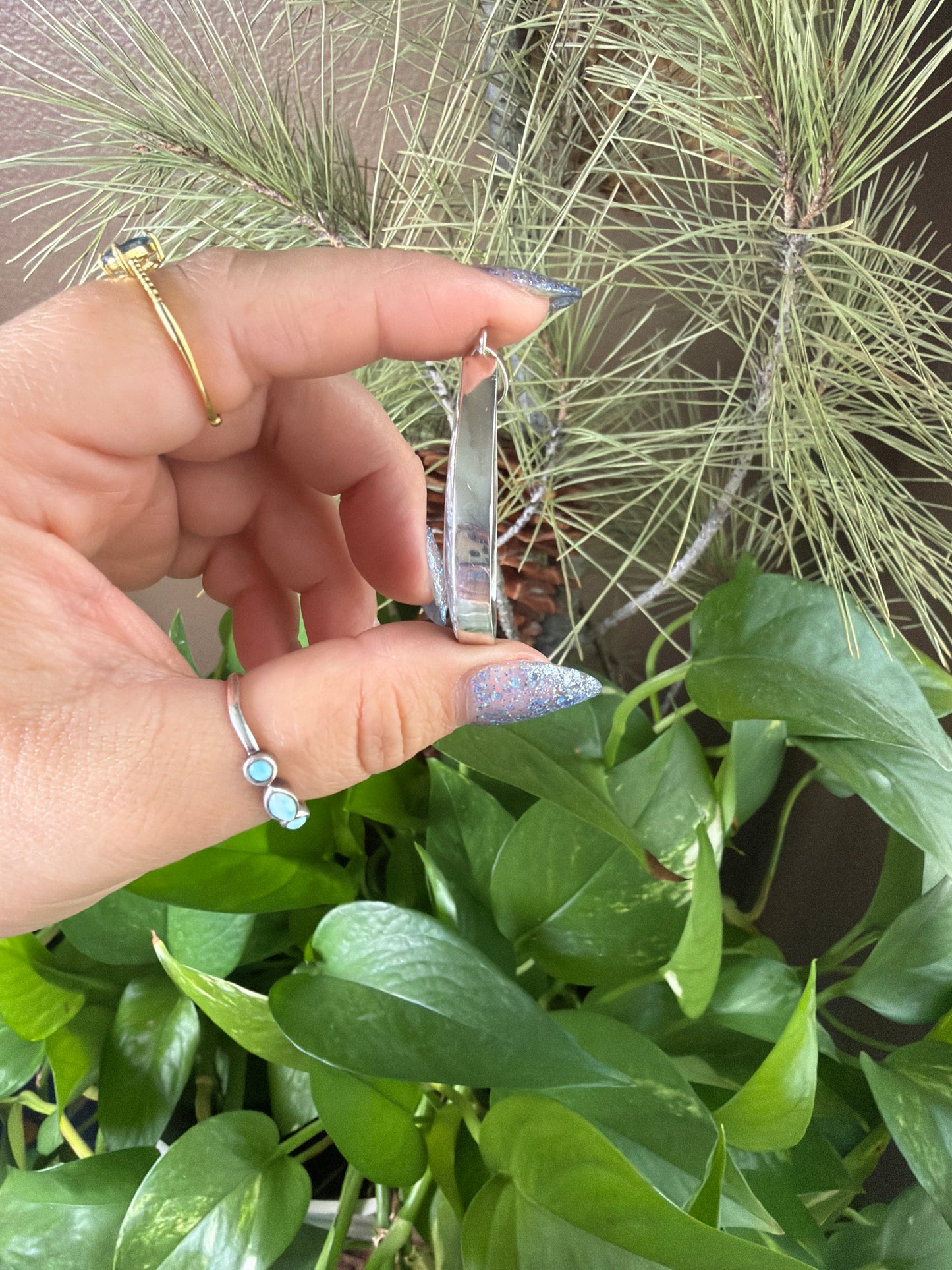 Blue Plume Agate Teardrop Necklace