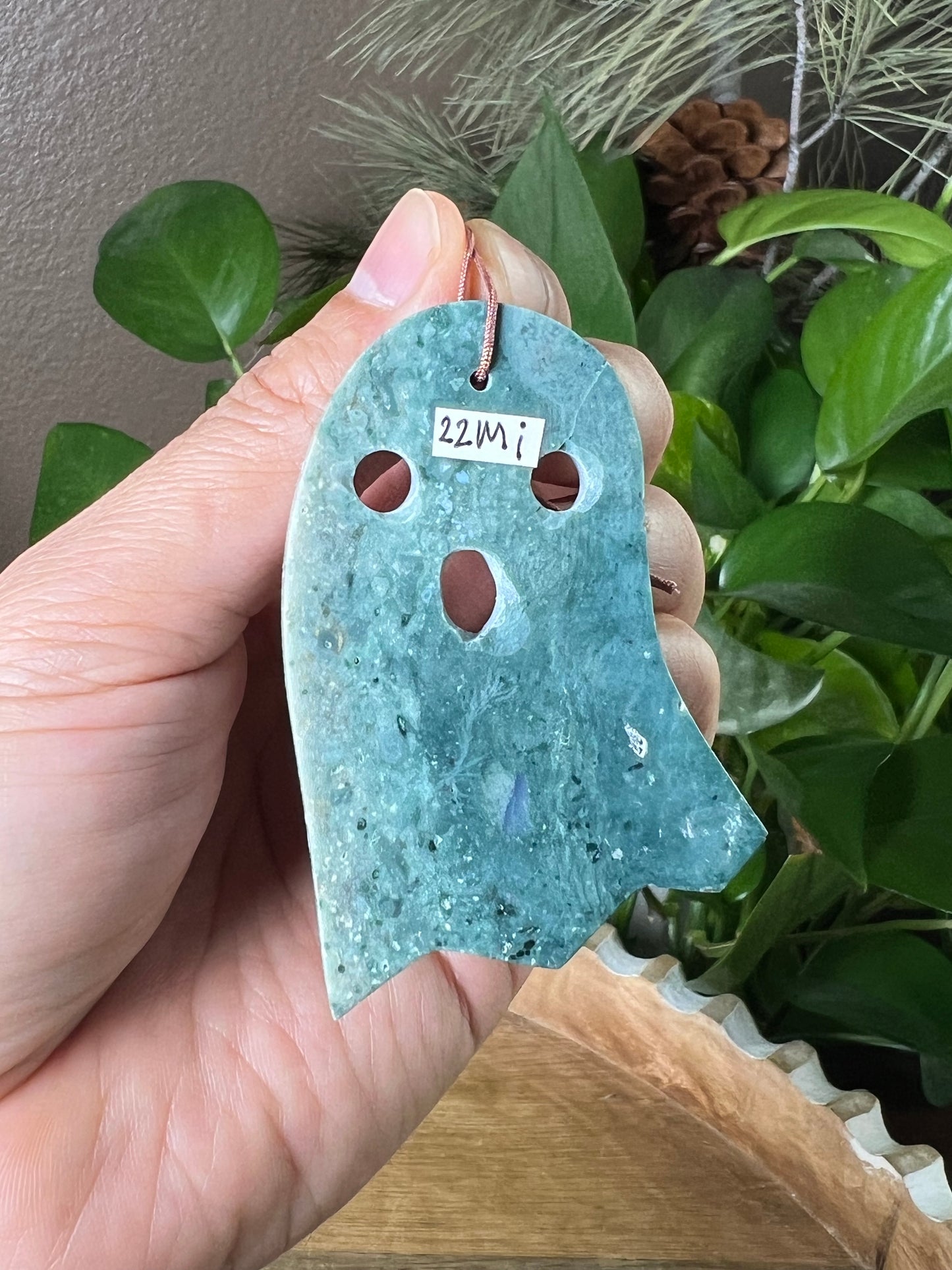 Blue Green Jasper Ghost Ornament