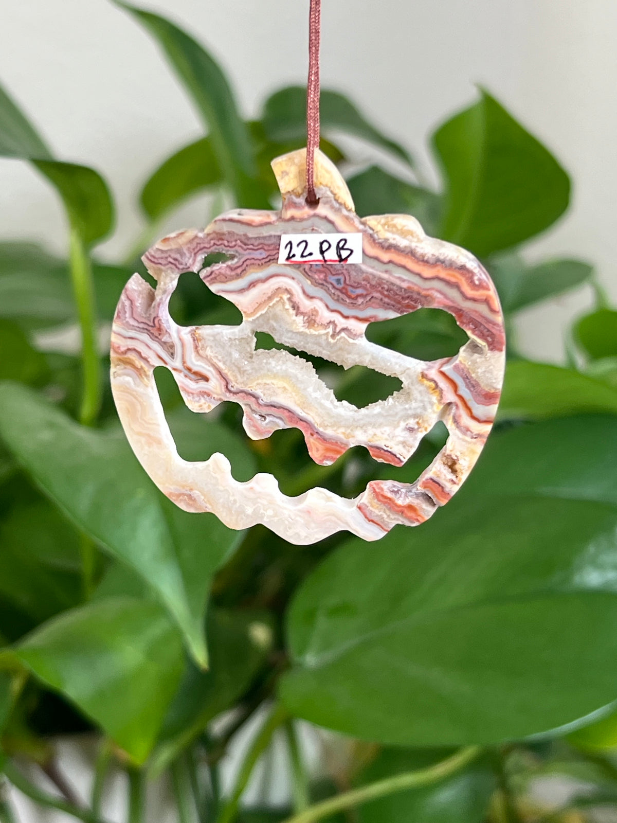 Crazy Lace Agate Jack-O-Lantern Ornaments