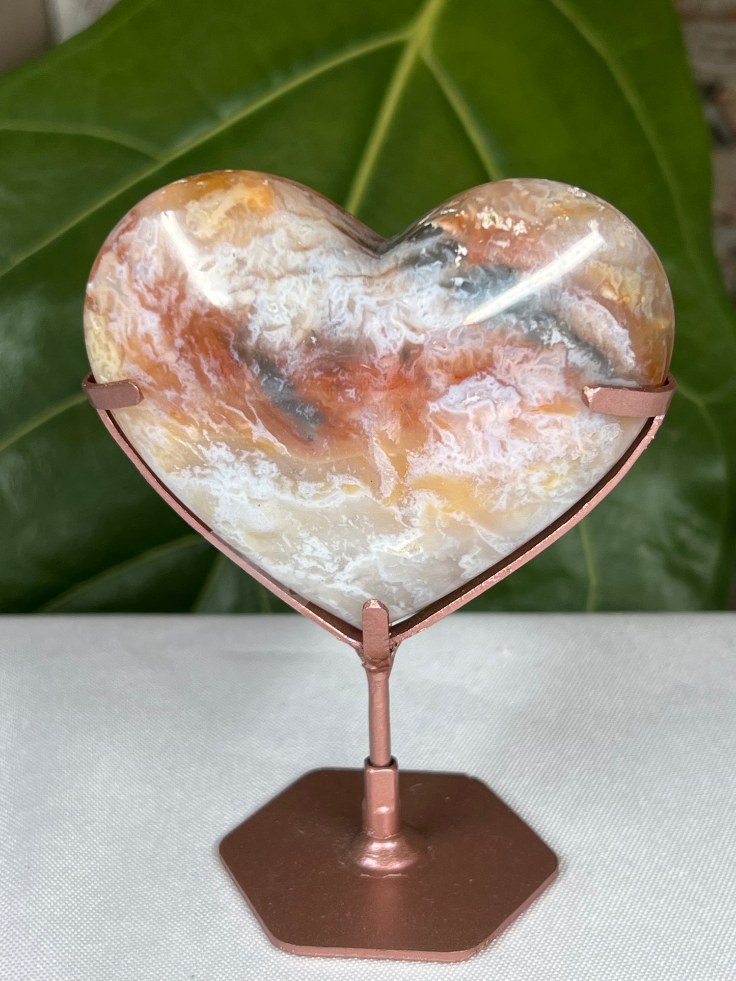 Rainbow Plume Agate Heart