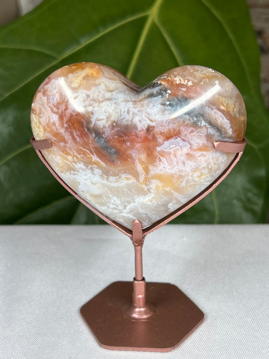 Rainbow Plume Agate Heart