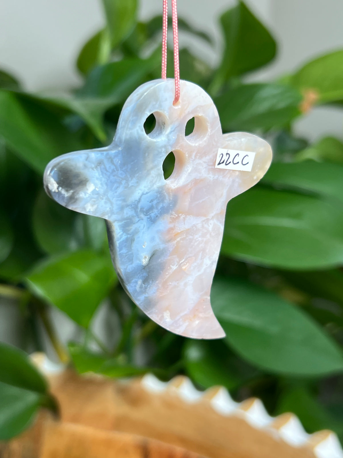 Rainbow Plume Agate Ornament Ghost: CC