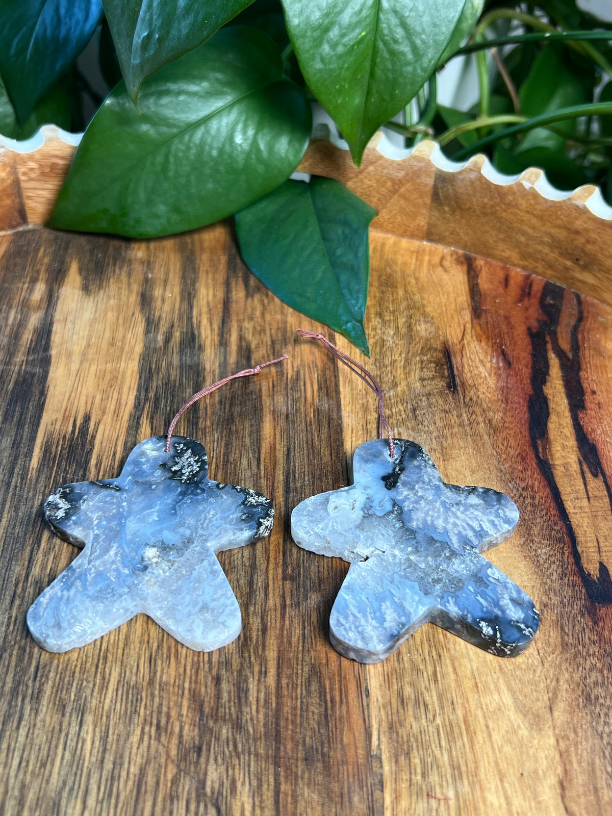 Blue Plume Agate Gingerbread Ornamets