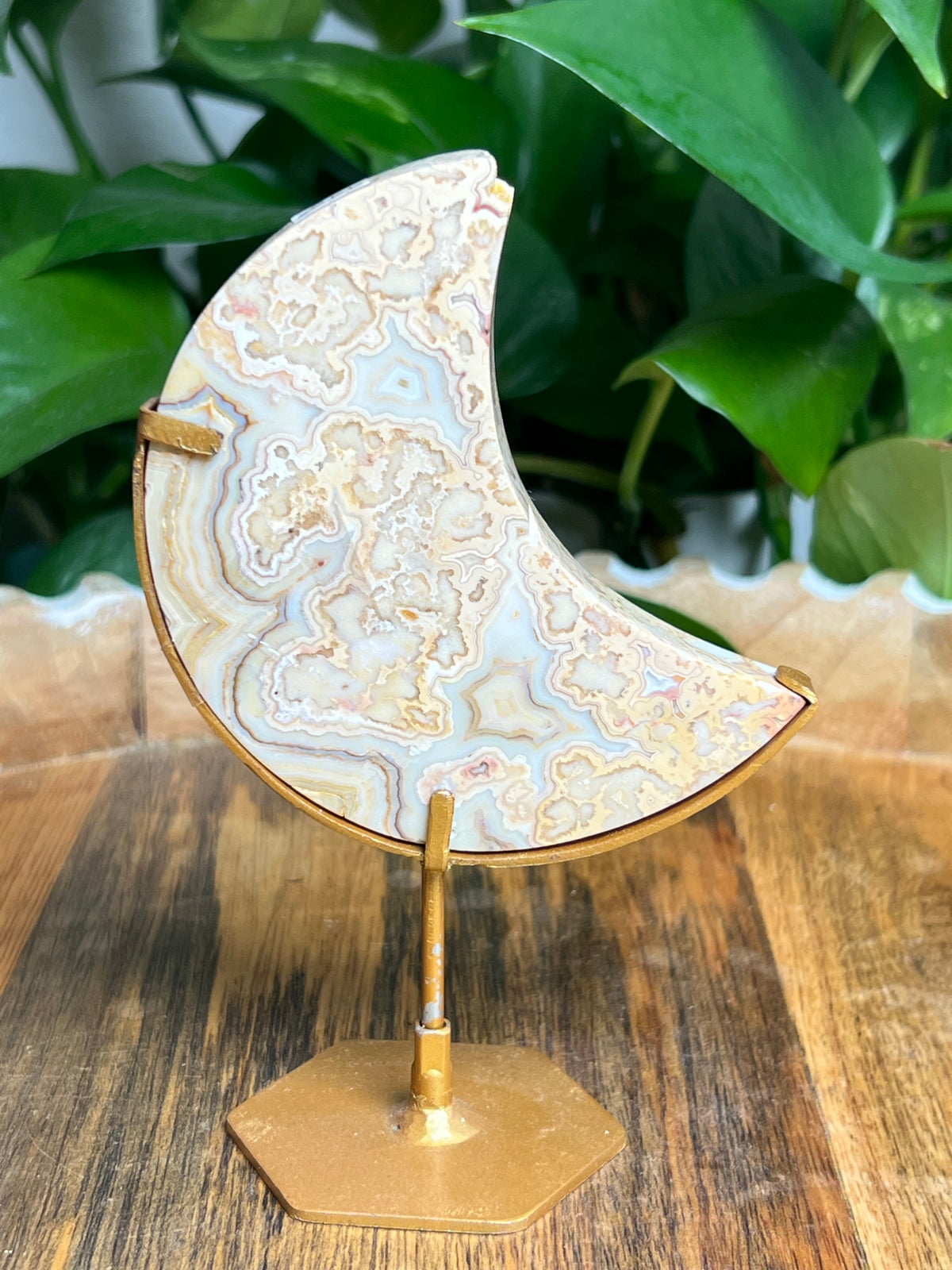 Yellow Crazy Lace Agate Moon: ED