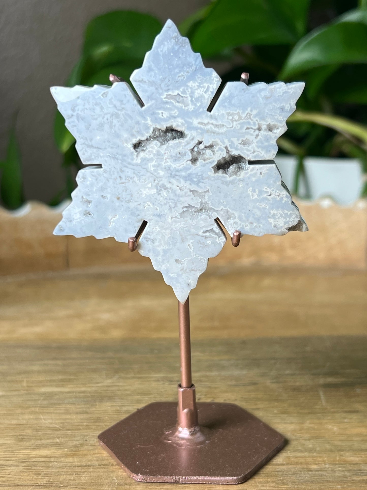 Blue Plume Agate Snowflake