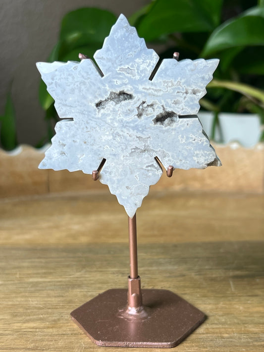Blue Plume Agate Snowflake
