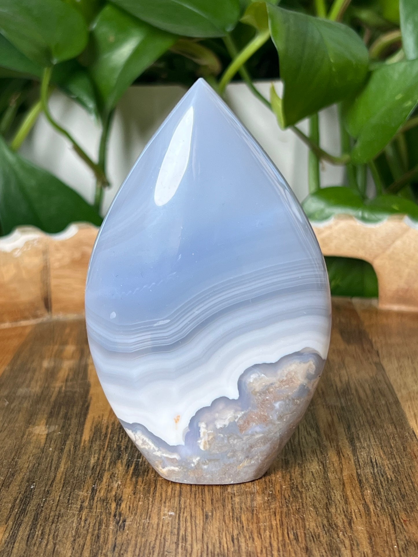 Blue Grey Lace Agate Flame