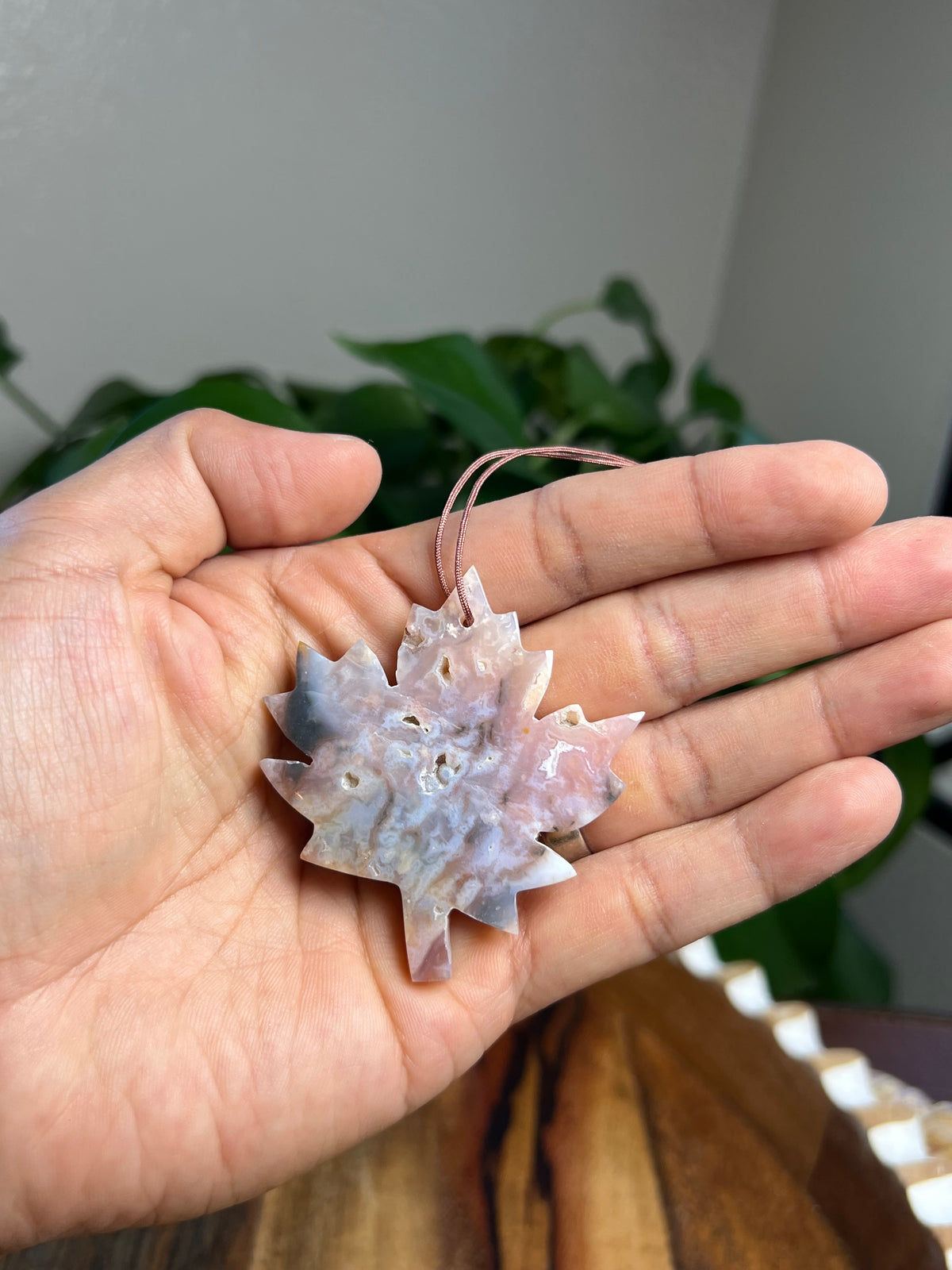 Rainbow Plume Agate Leaf Ornaments