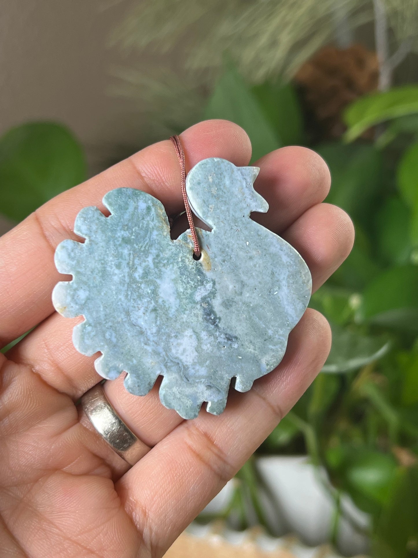 Blue Green Jasper Turkey Ornament