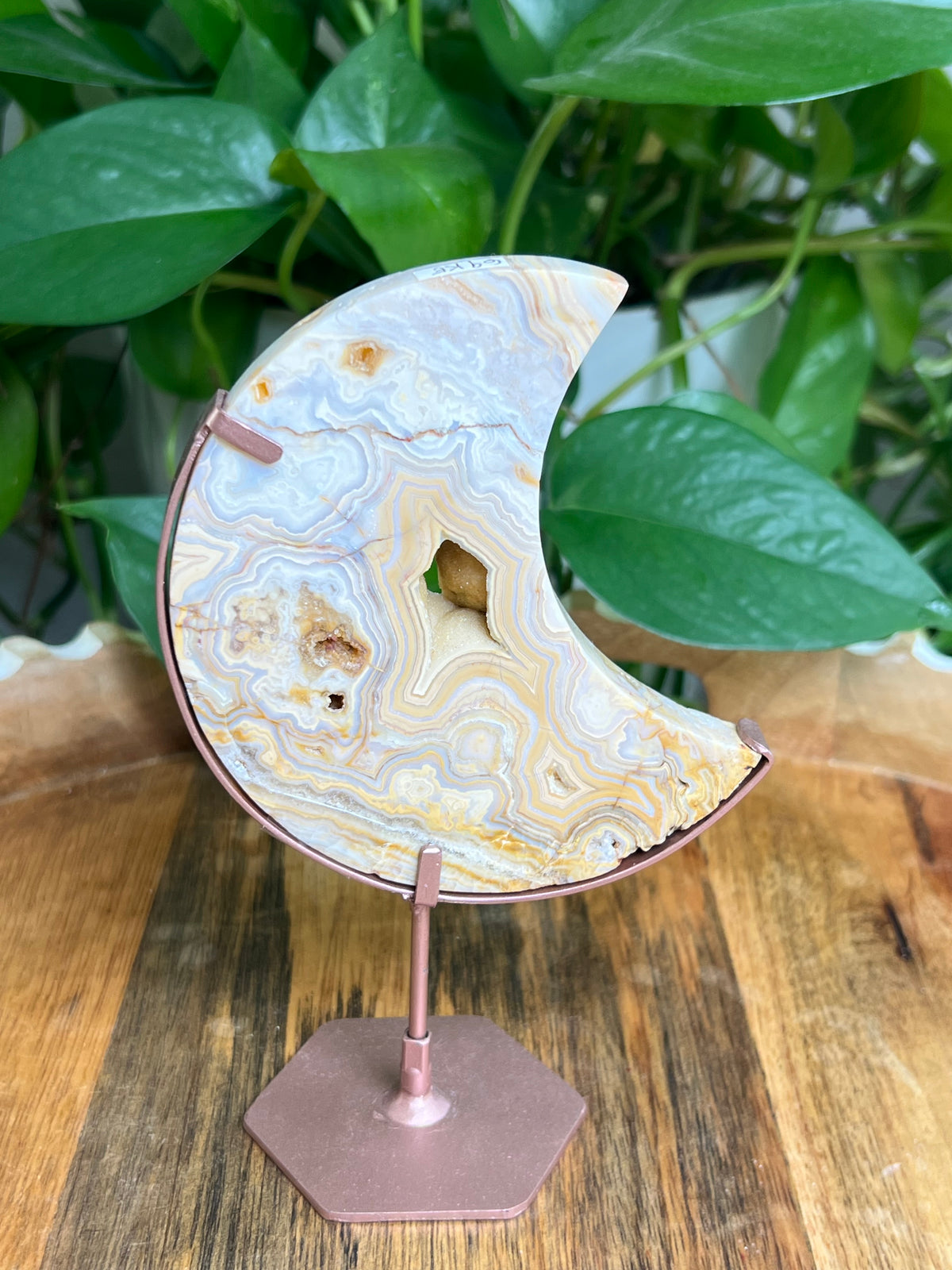 Yellow Crazy Lace Agate Moon: