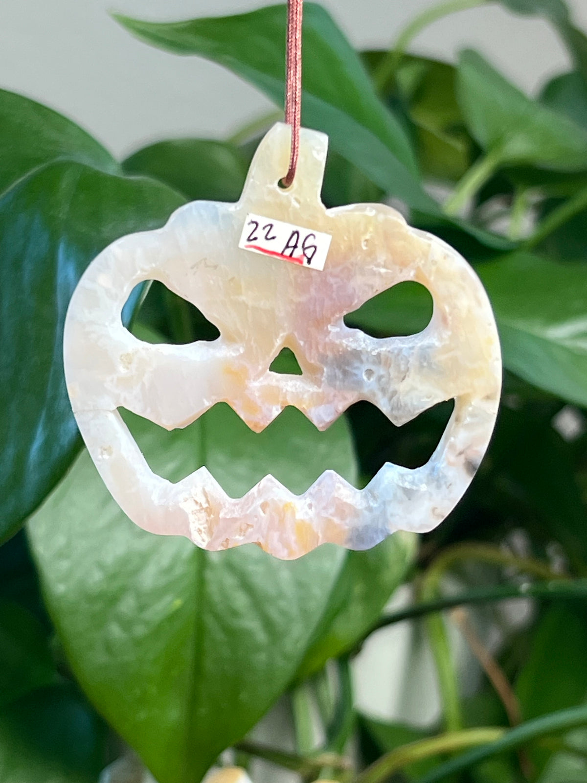 Rainbow Plume Agate Jack-O-Lantern Ornaments