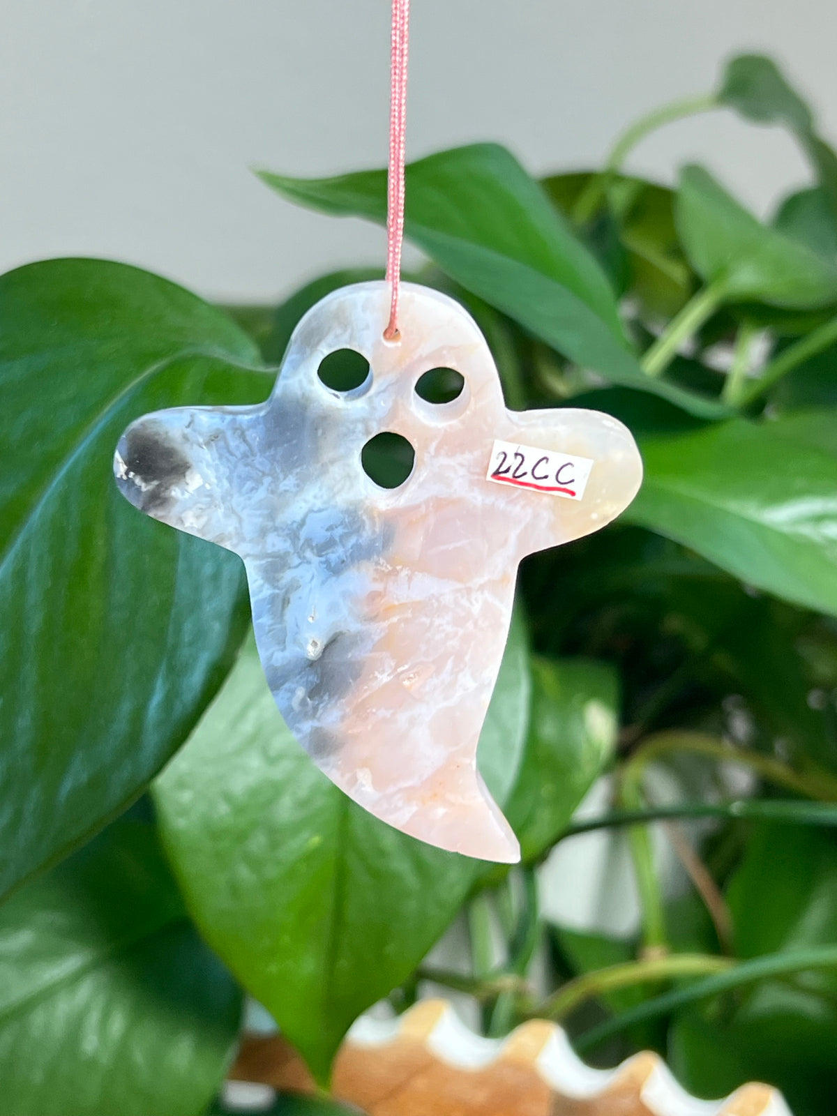 Rainbow Plume Agate Ghost Ornaments