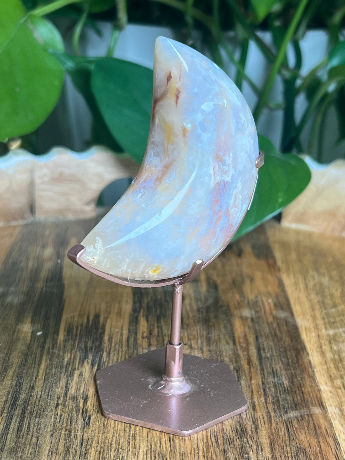 Rainbow Plume Agate Moon: KQ