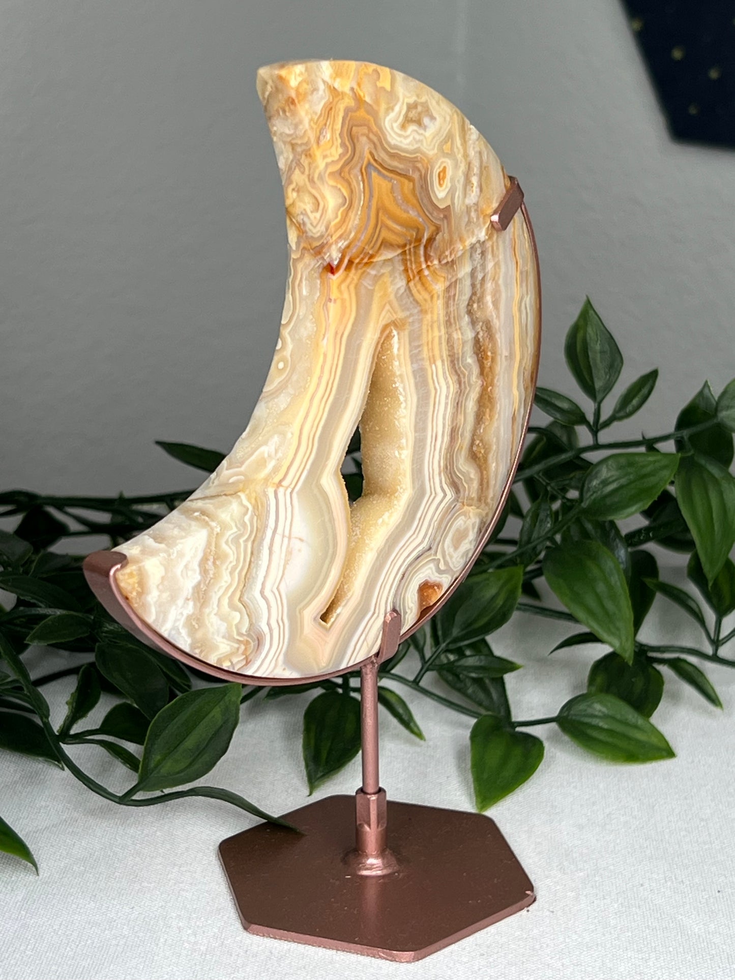 Yellow Crazy Lace Agate Moon