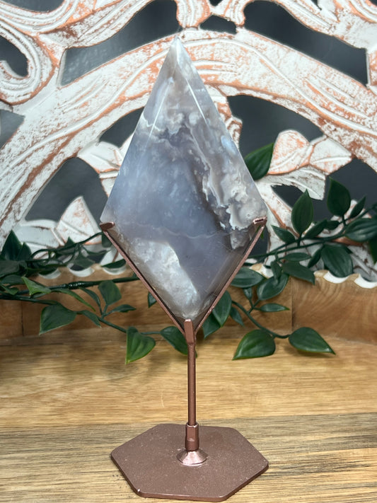 Blue Grey Lace Agate Diamond