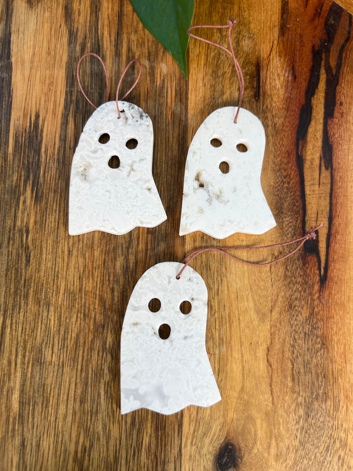 White Plume Agate Ghost Ornaments