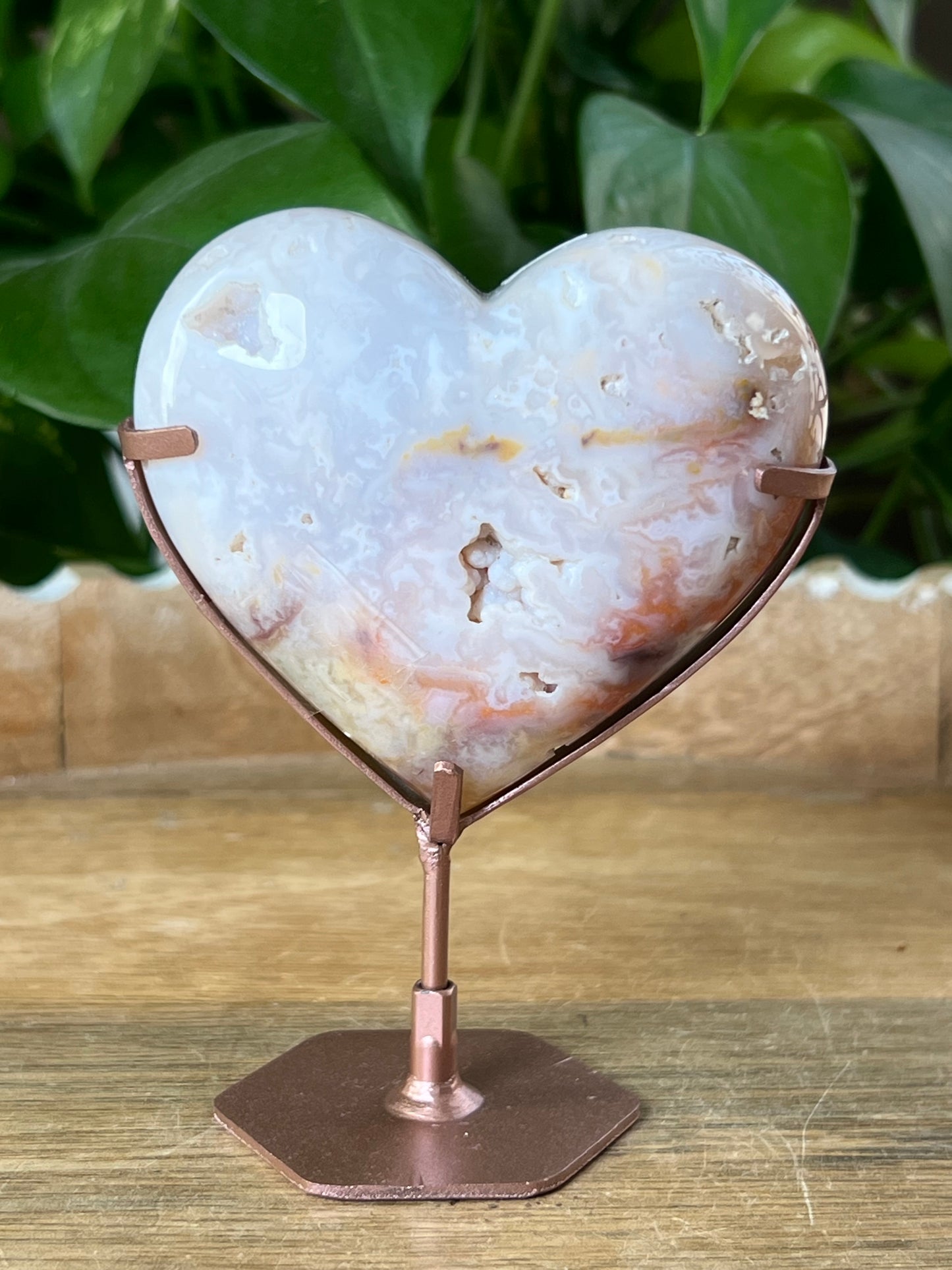 Rainbow Plume Agate Heart