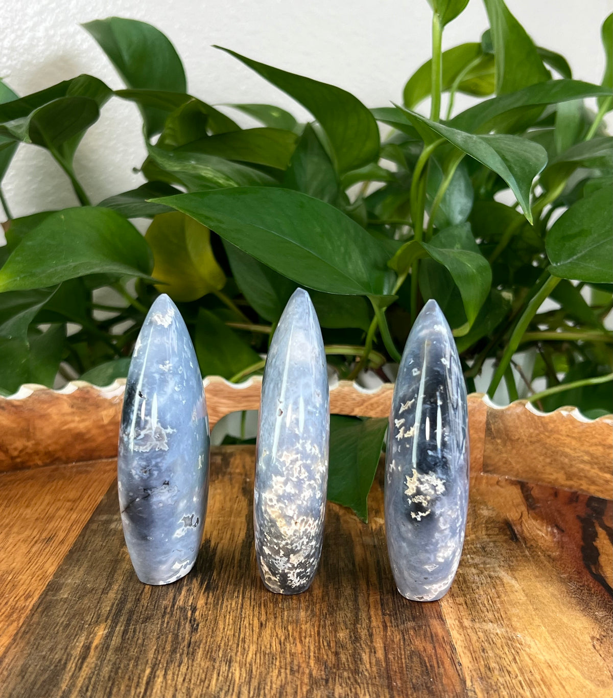 Blue Plume Agate Flames