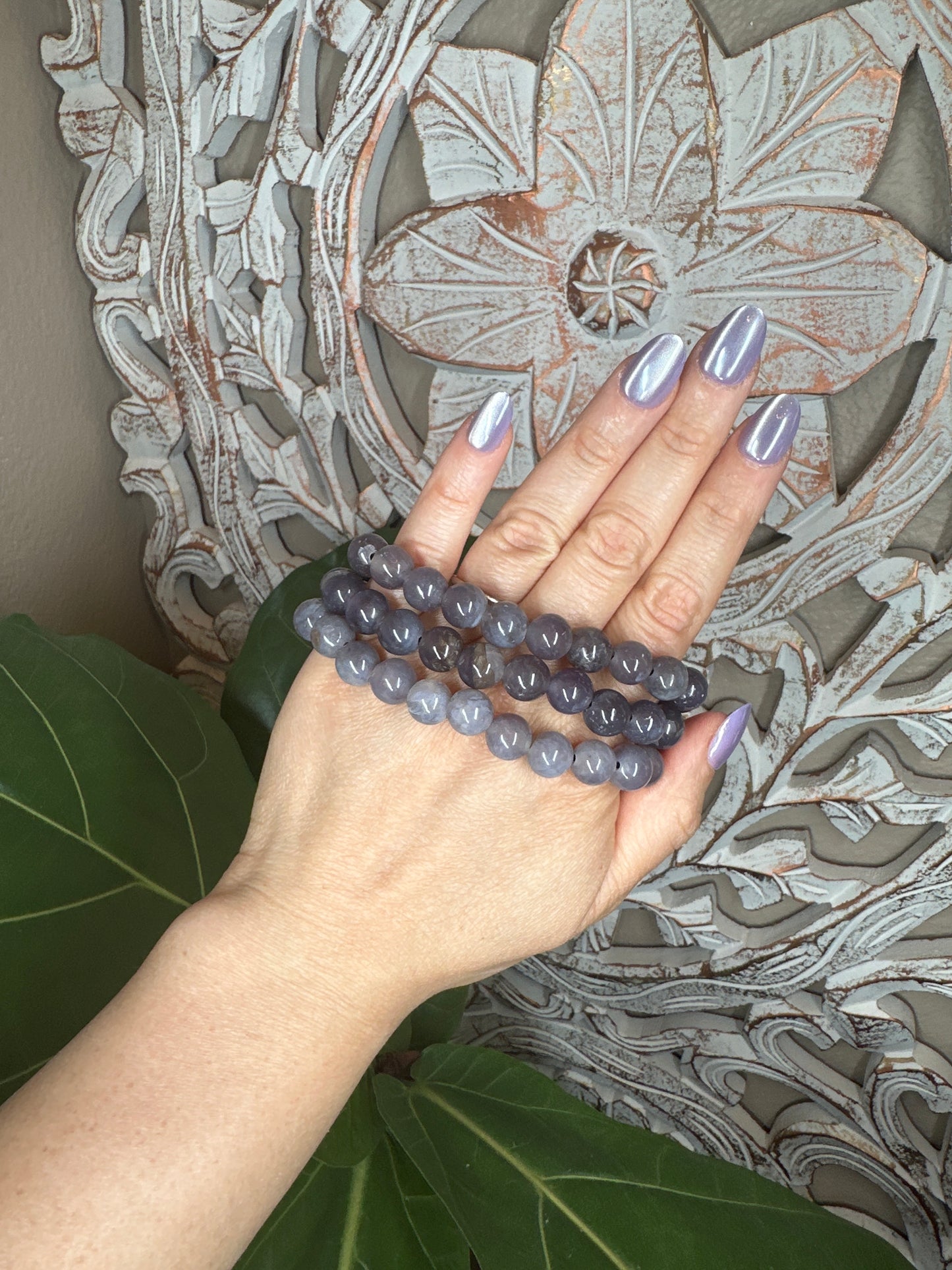 Purple Chalcedony Beaded Bracelet (10mm)