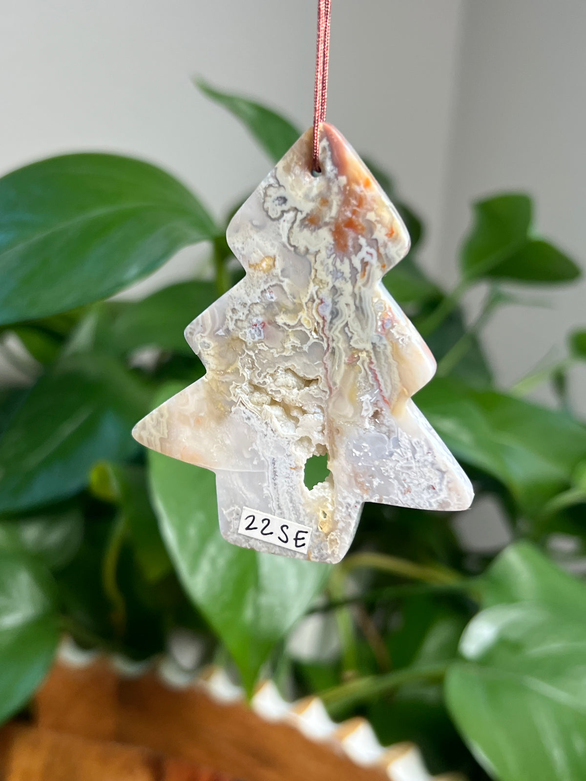 Sumatra Plume Agate Ornament Tree: SE