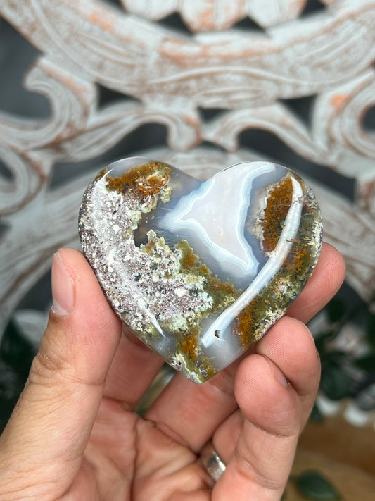 Scenic Moss Agate Heart