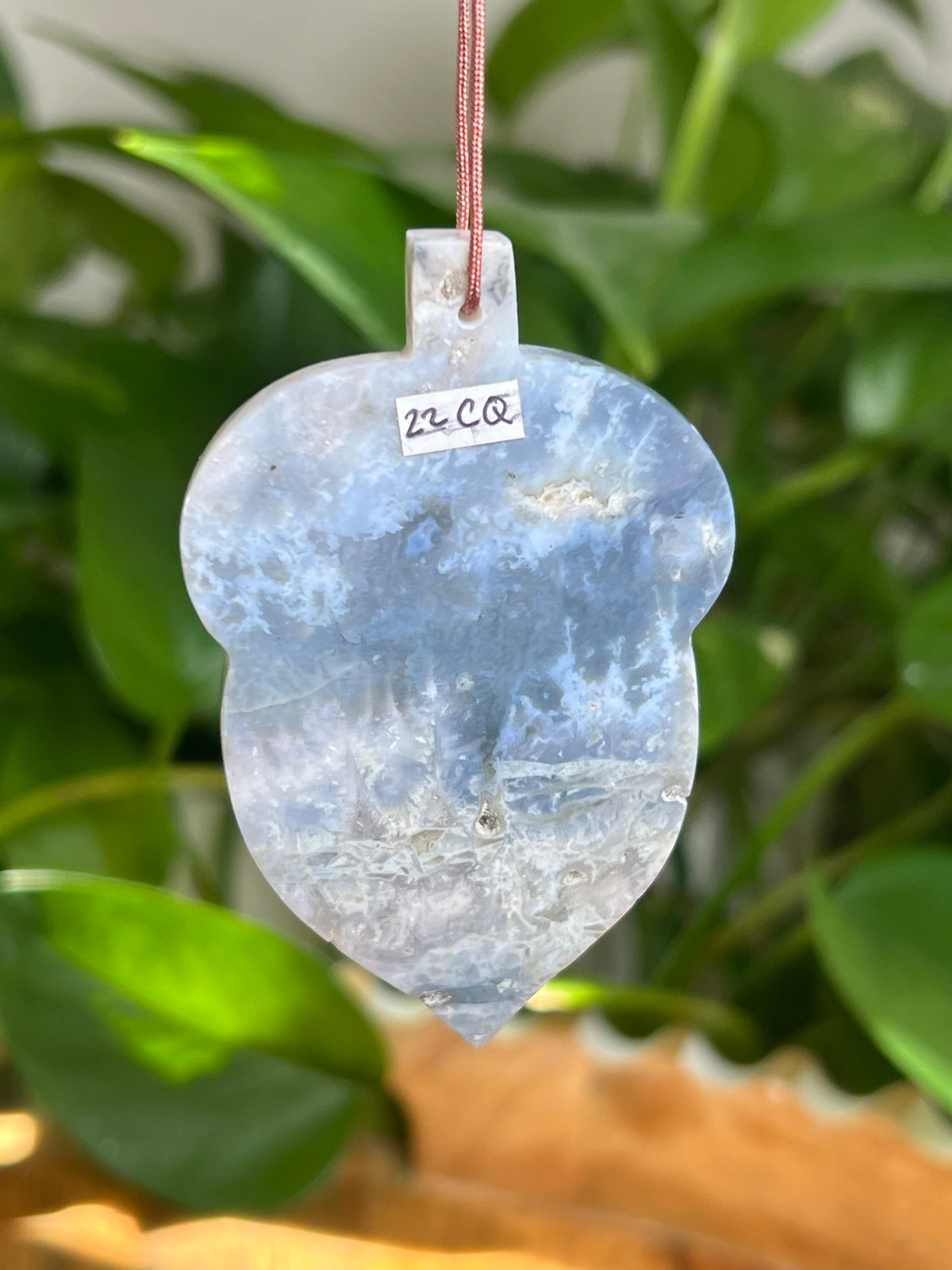 Blue Plume Agate Ornament Acorn: CQ