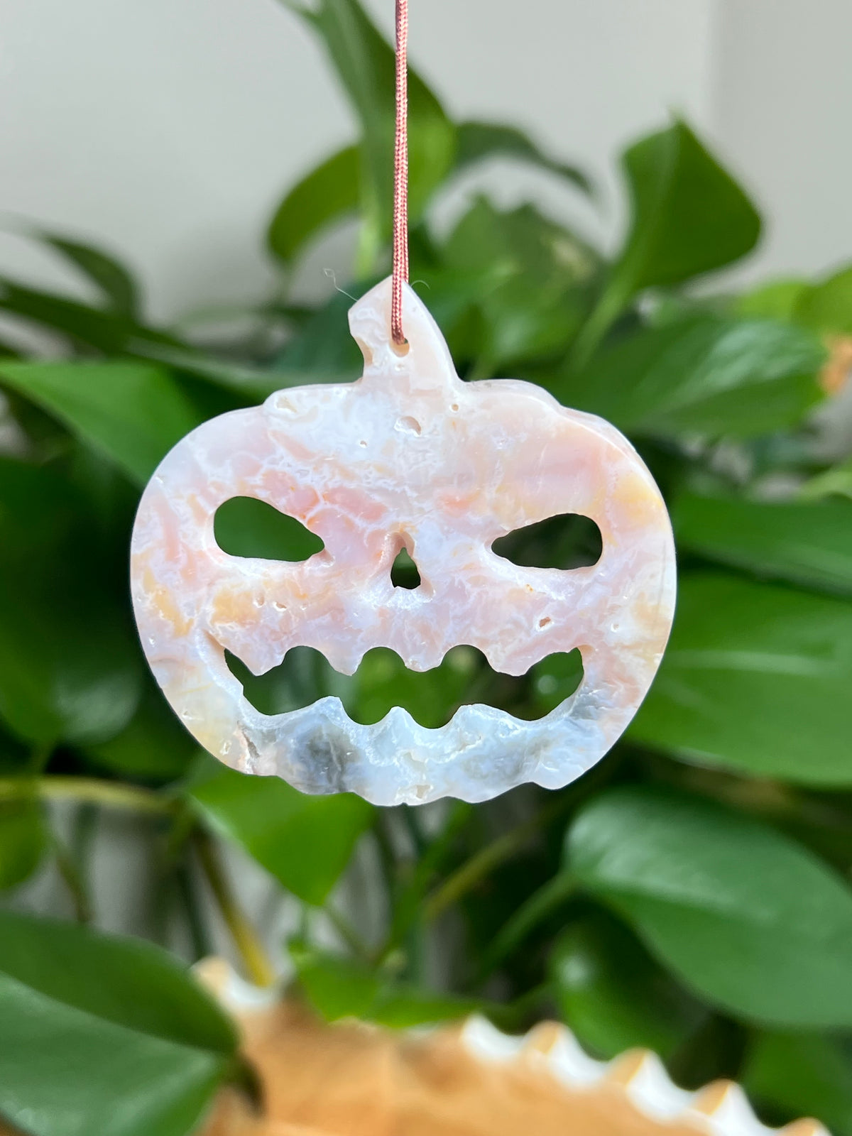 Rainbow Plume Agate Ornament Pumpkin: AF