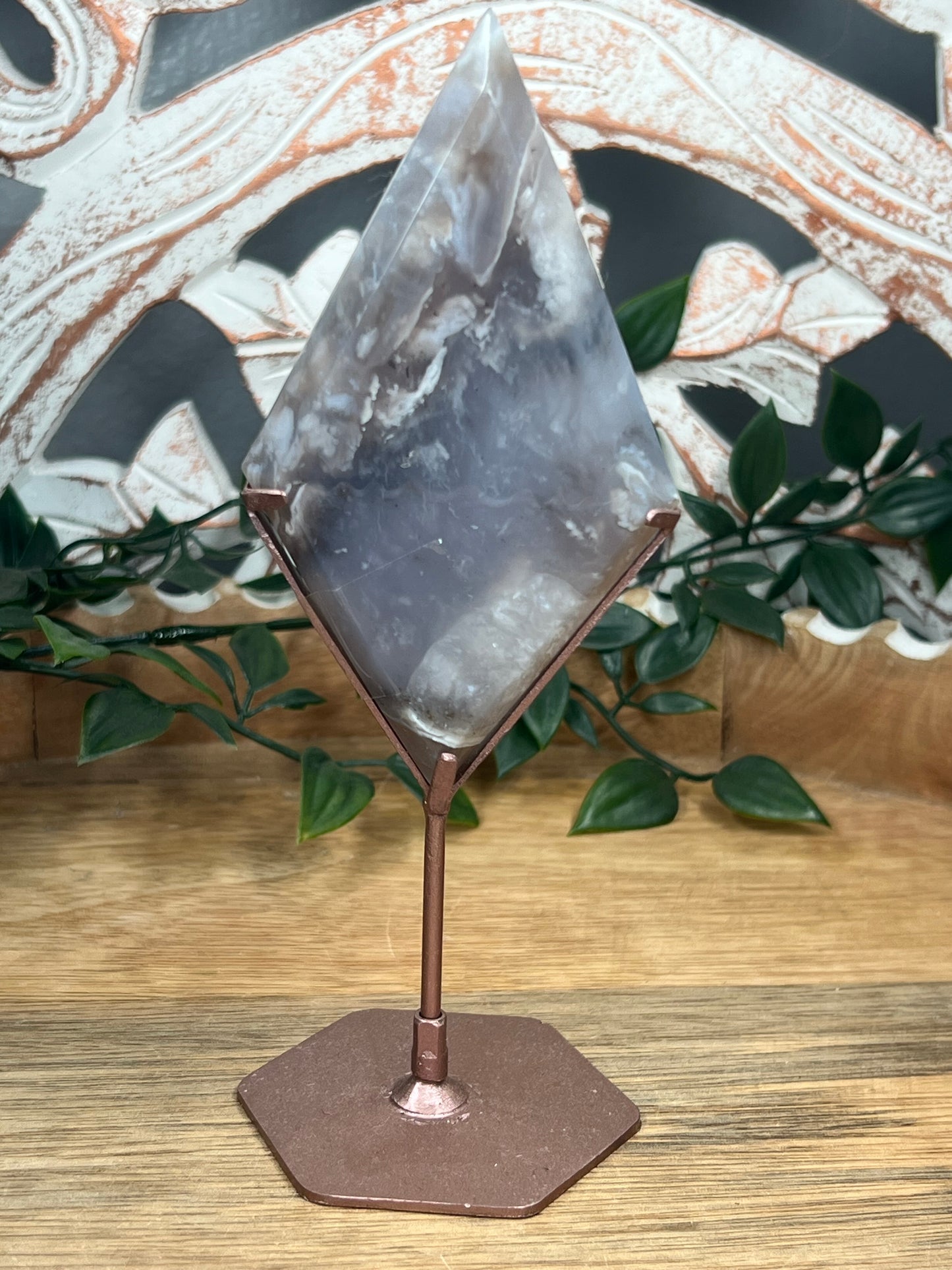 Blue Grey Lace Agate Diamond