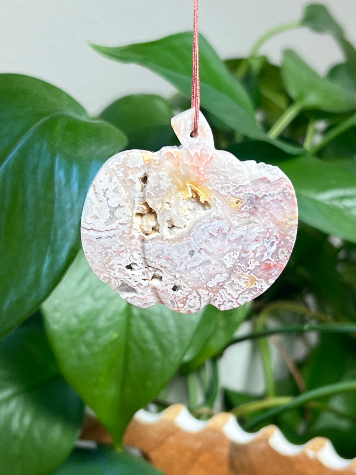 Sumatra Plume Agate Pumpkin Ornaments