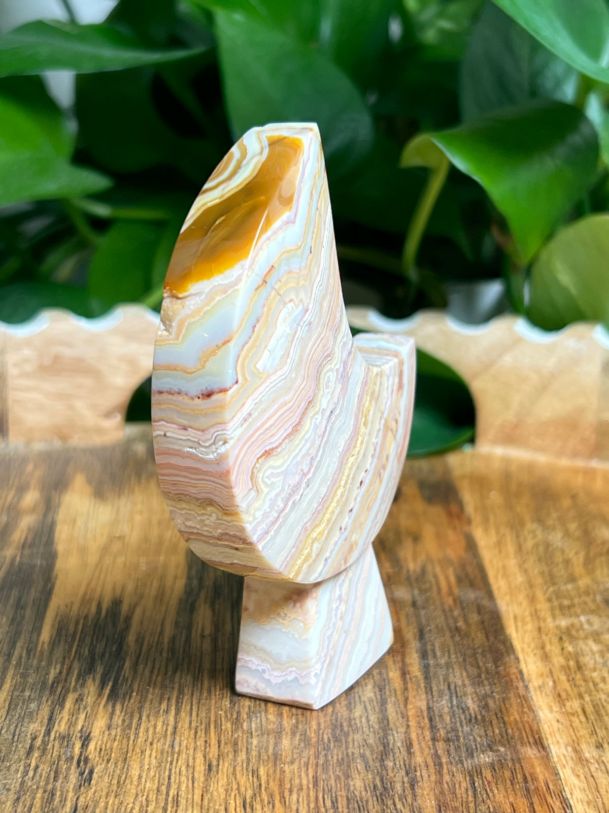 Crazy Lace Agate Self Standing Moon: PK