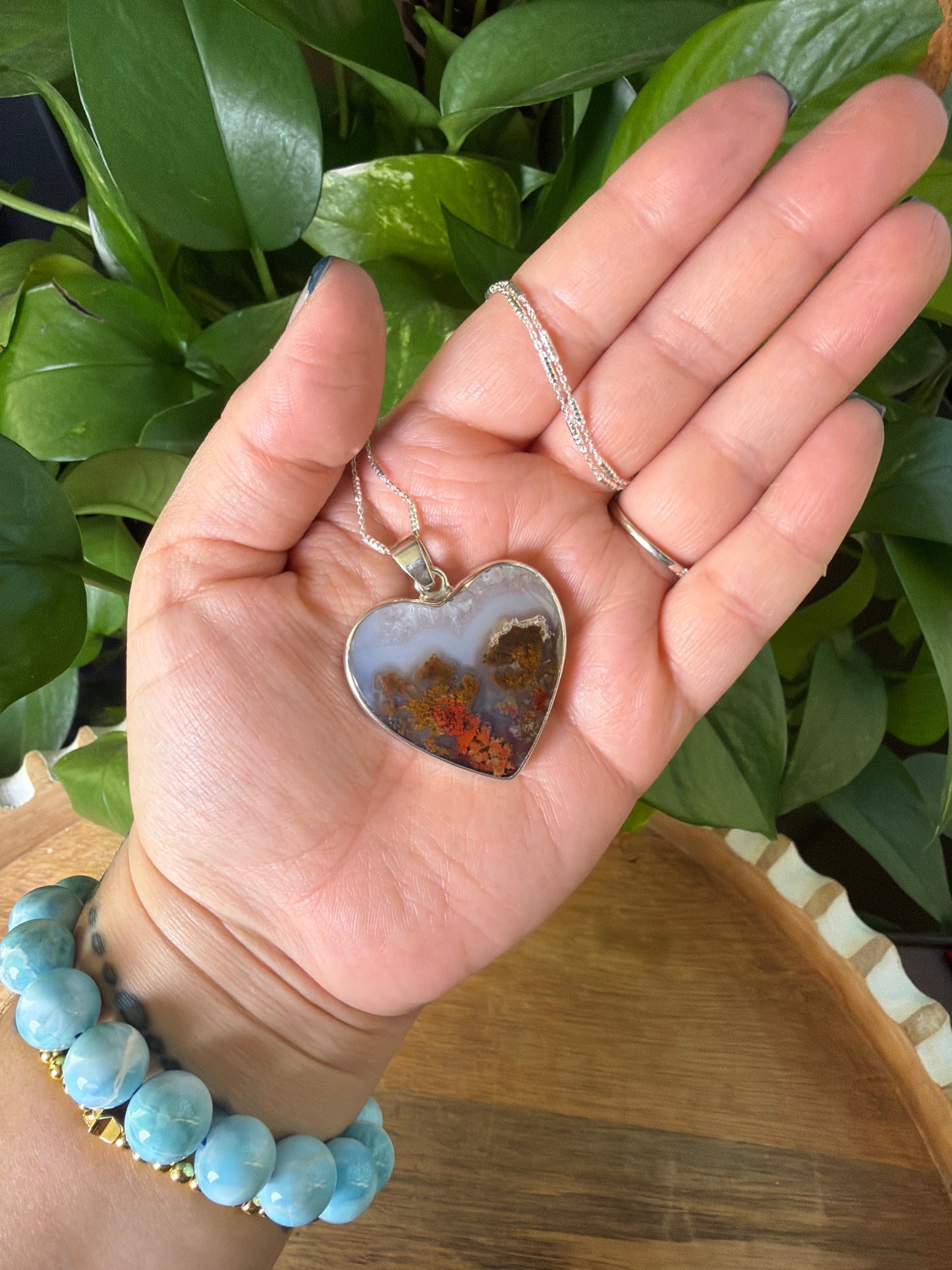 Scenic Moss Agate Heart Pendant