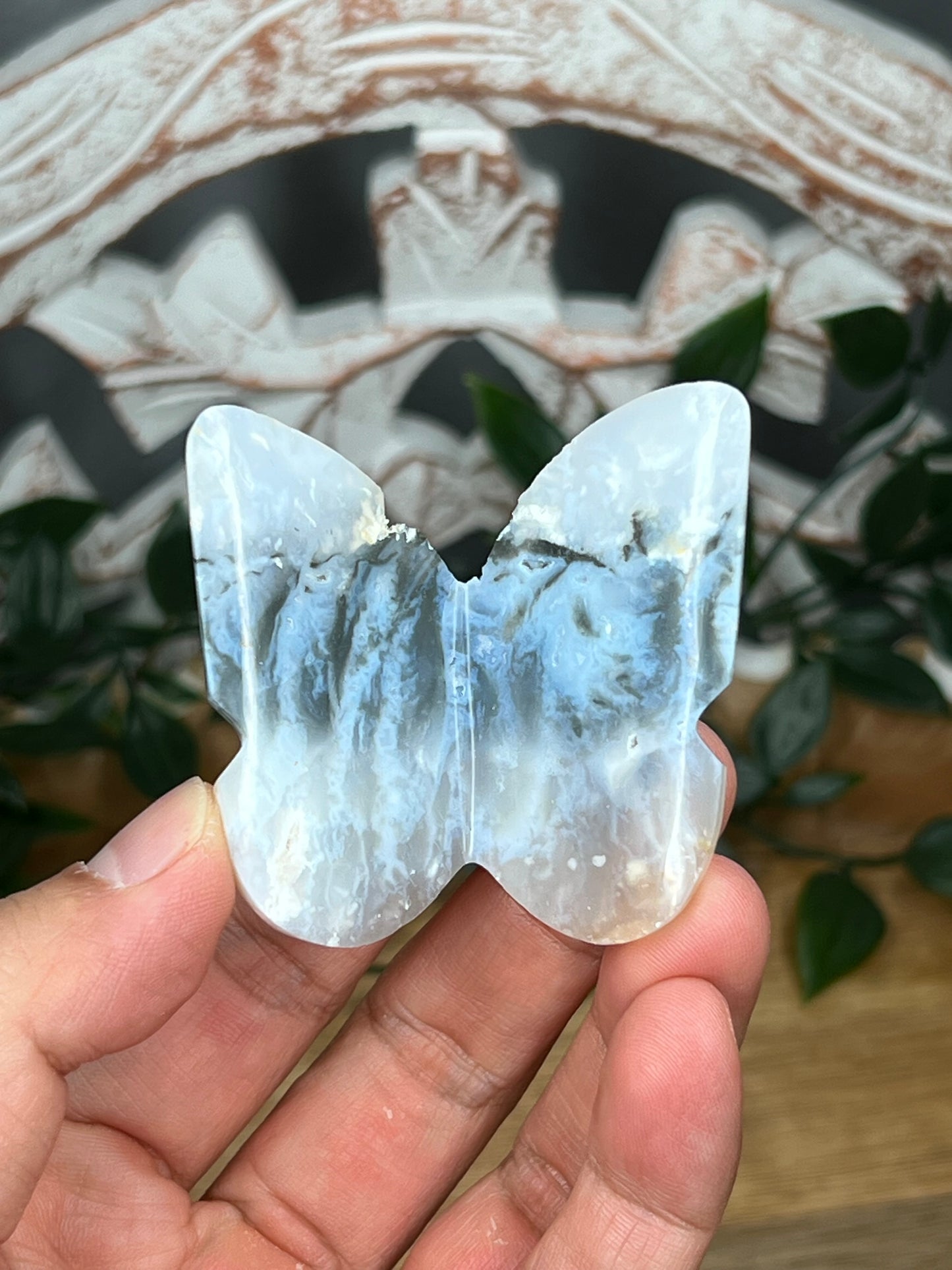 Rainbow Plume Agate 3D Butterfly