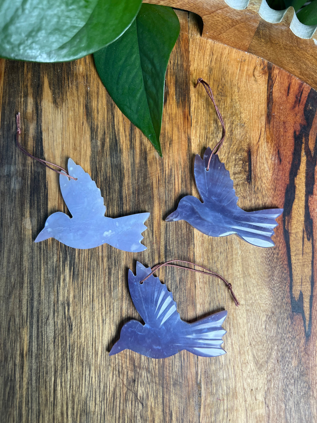 Purple Chalcedony Hummingbird Ornaments