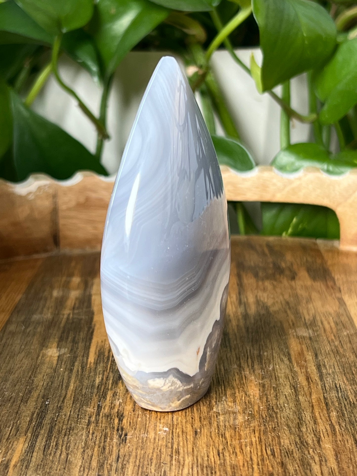 Blue Grey Lace Agate Flame