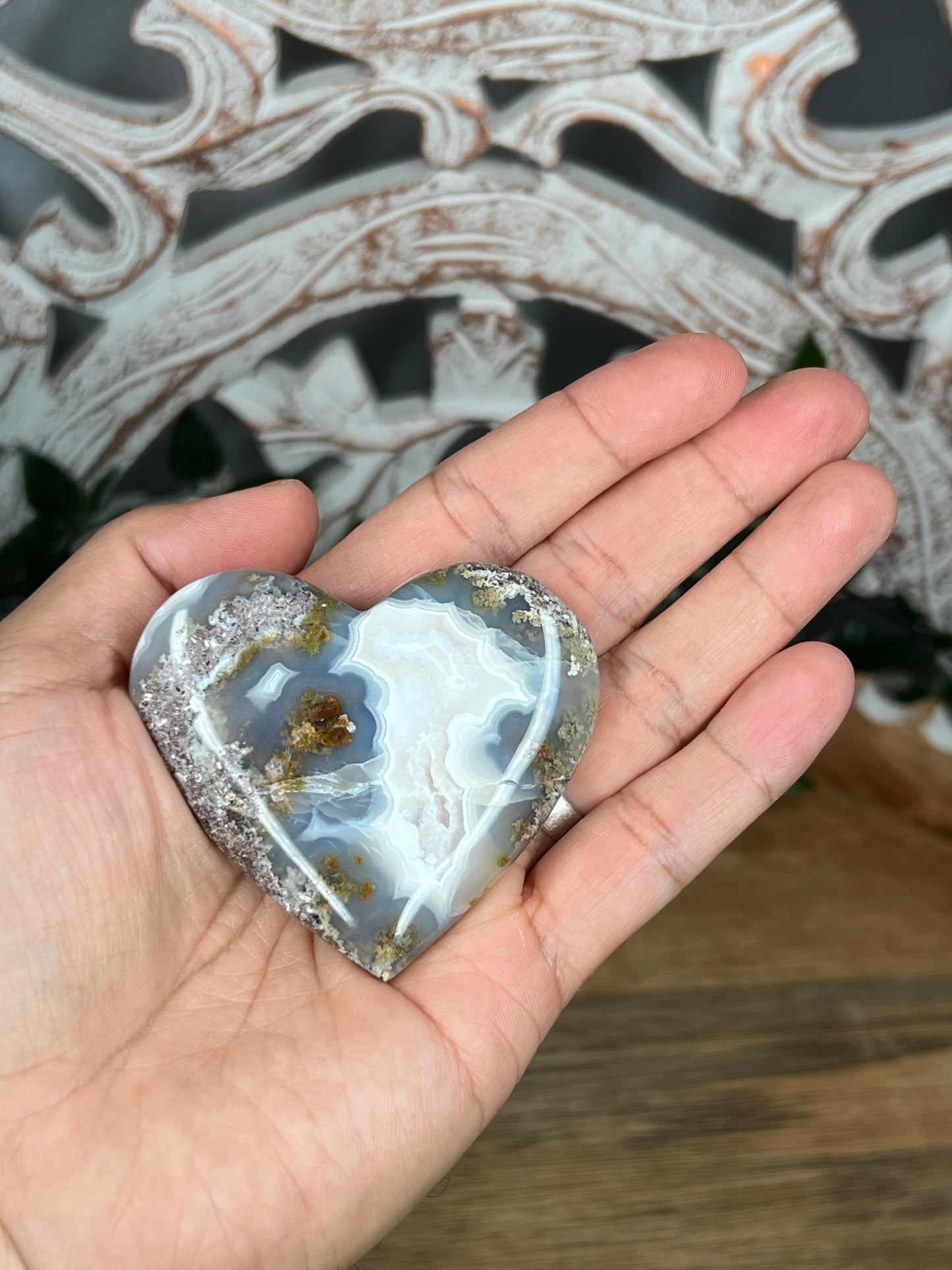 Scenic Moss Agate Heart