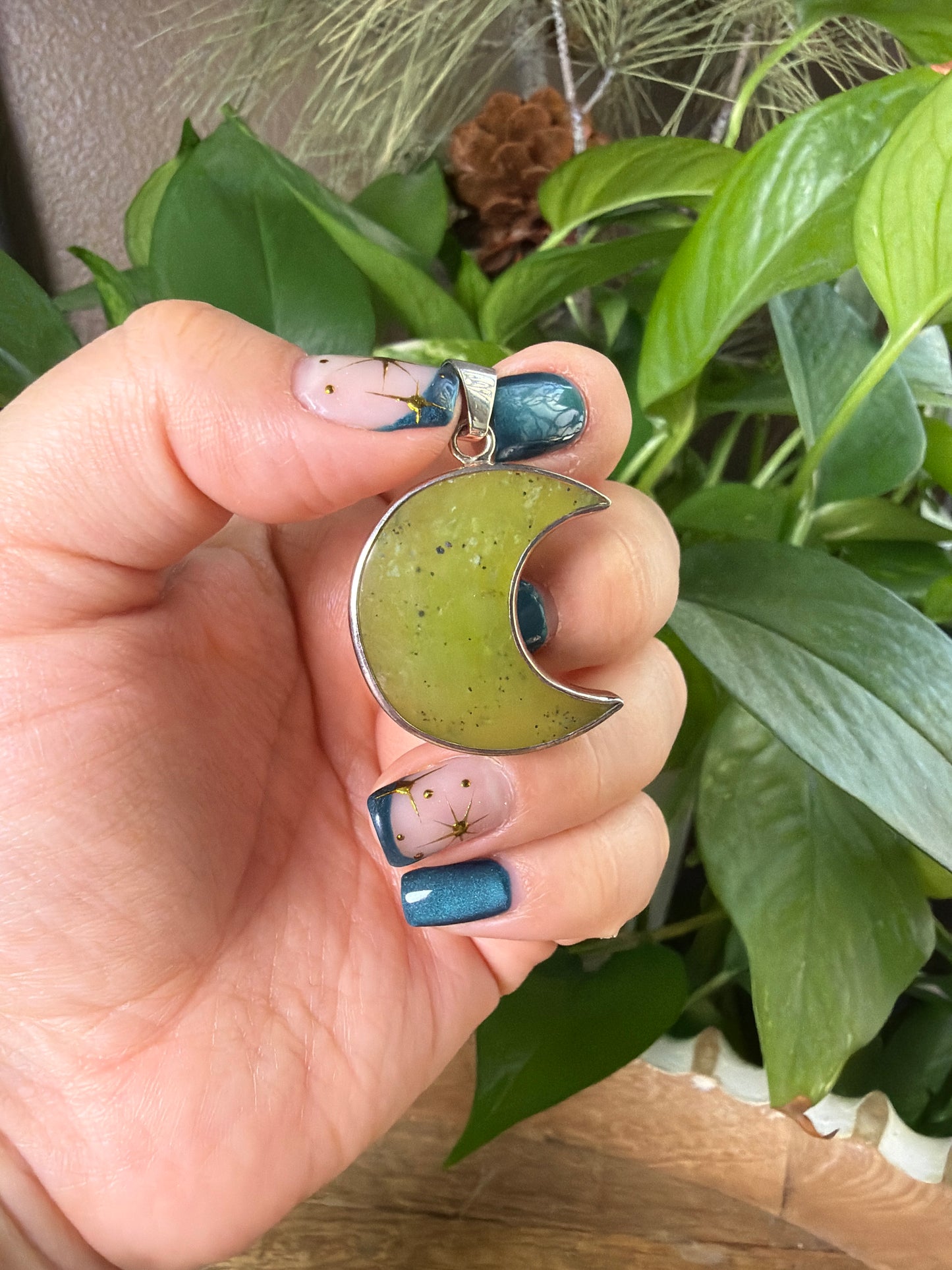 Idocrase Moon Pendant