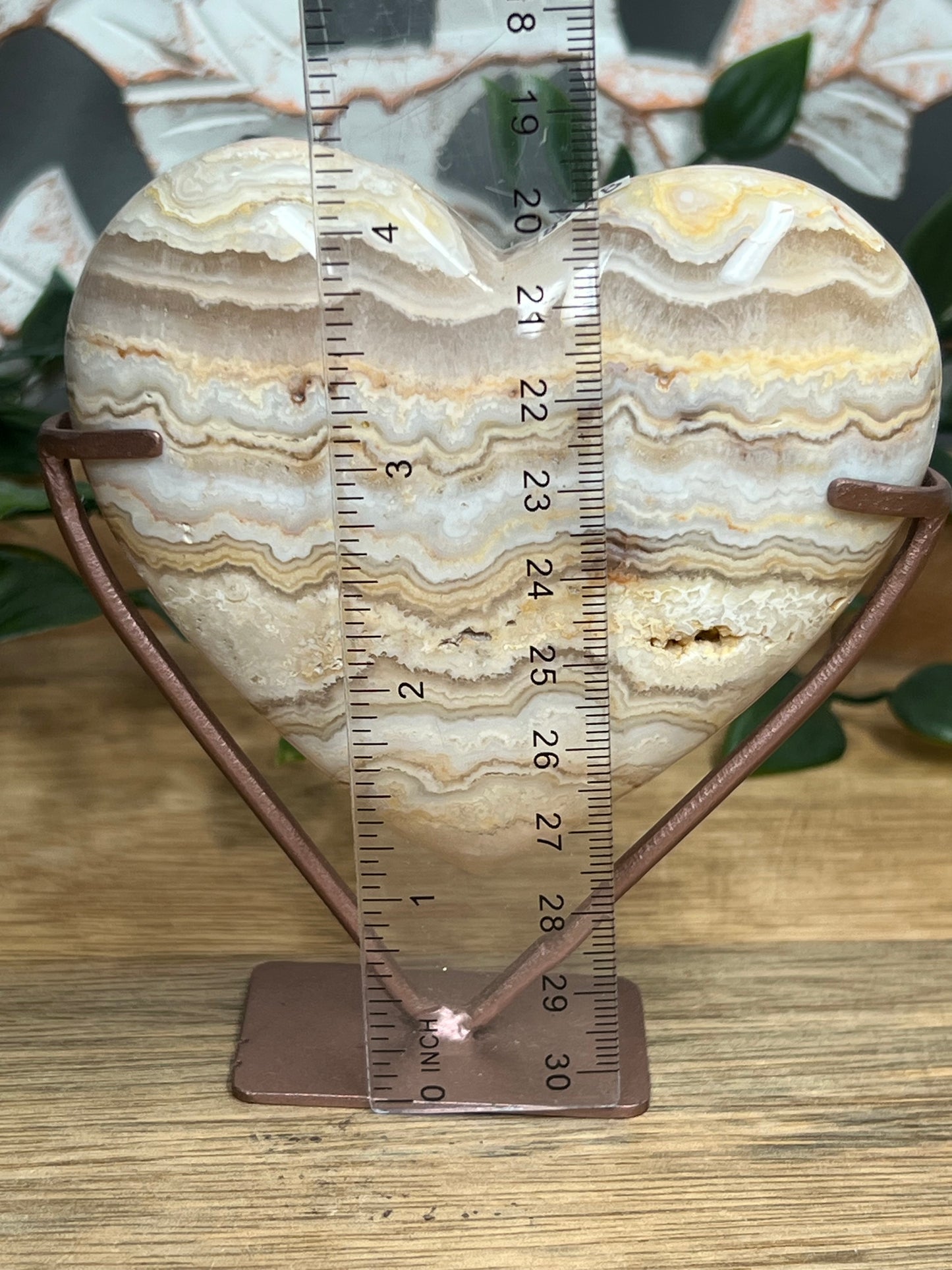 Yellow Crazy Lace Agate Heart
